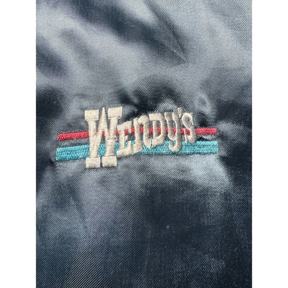 Vintage Wendy’s Jacket Black Satin Bomber Fast Food Employee Uniform 80s Medium - Picture 2 of 12